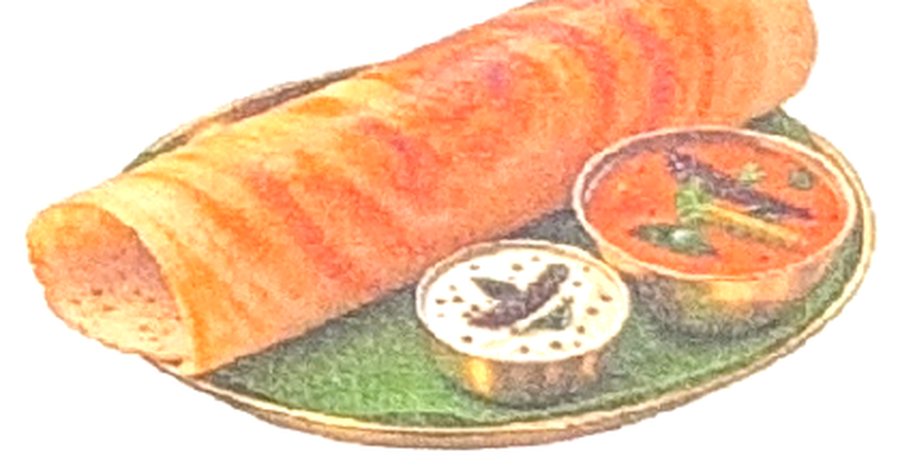 Masala dosa with sambar and coconut chutney